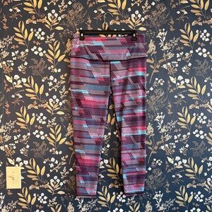 Victoria's Secret VSX Sport Pink Purple Teal Patterned Leggings Size L